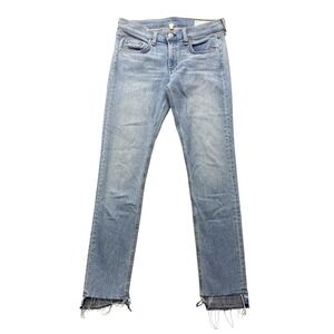 Rag & Bone Capri Jeans Womens 27‎ Blue Distressed Frayed Hem Ankle Crop Denim